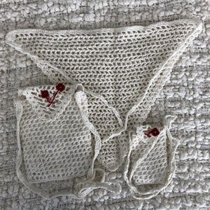Hand made - crocheted 3 piece set bag
